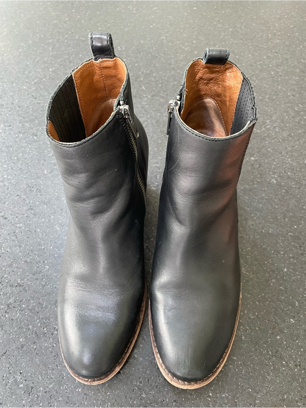 Women’s FRYE Black Leather Zip Ankle Boots